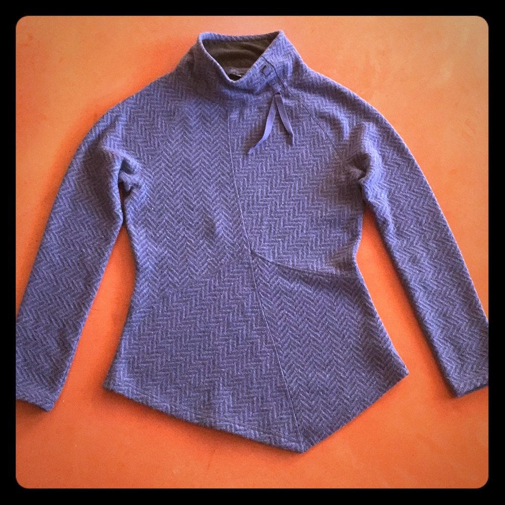 PRANA Pullover Sweater Asymmetric Blue Wool Blend